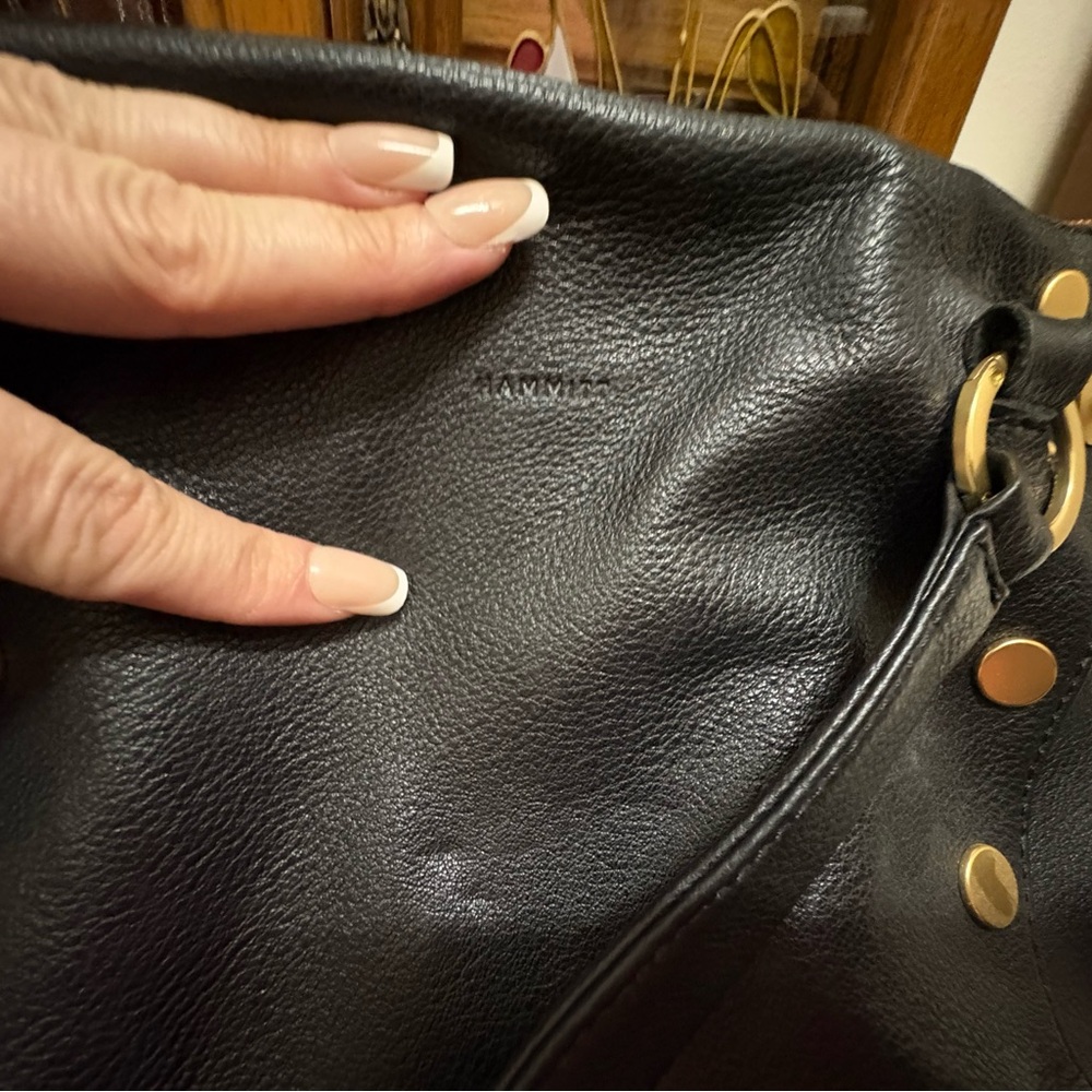 Hammitt Black Leather Shoulder Bag with Gold-Tone Studs - Picture 3 of 5